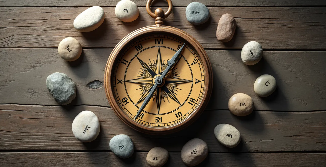 Carte illustrée des villages de caractère avec routes et points d'arrêt camping