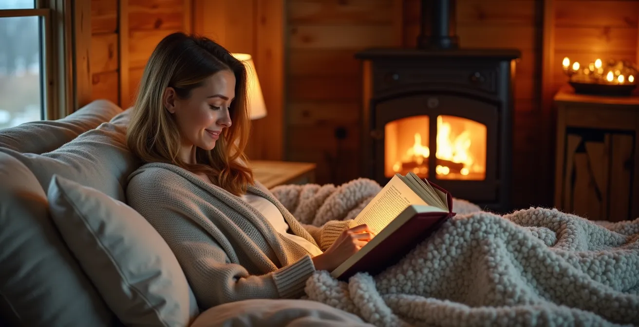 Intérieur chaleureux et confortable d'un hébergement glamping montrant le vrai confort au-delà de l'esthétique