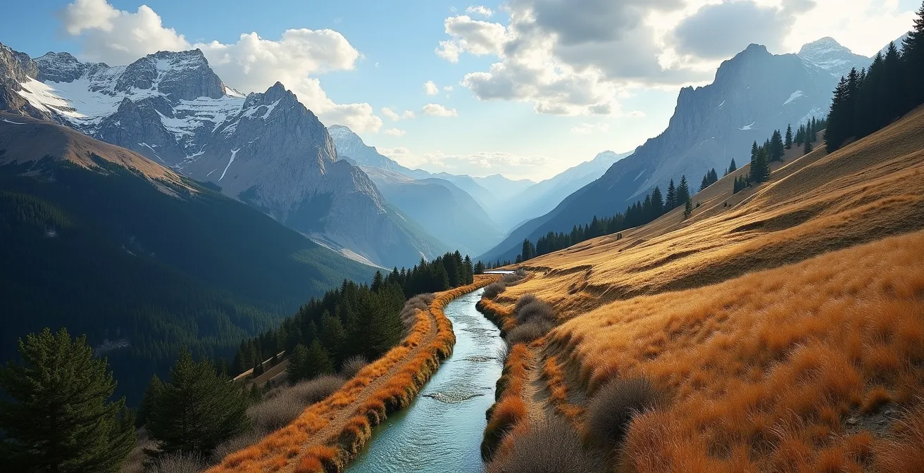 Contraste saisissant entre les sommets alpins de l'Ubaye et les douces collines ocres du Luberon