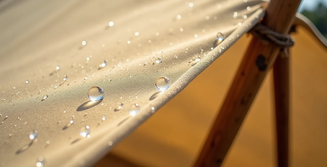 Tente lodge sur pilotis intégrée dans un environnement naturel préservé